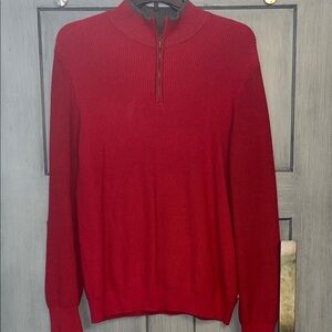 Izod Men's Bold Red Quarter Zip-Up Sweater